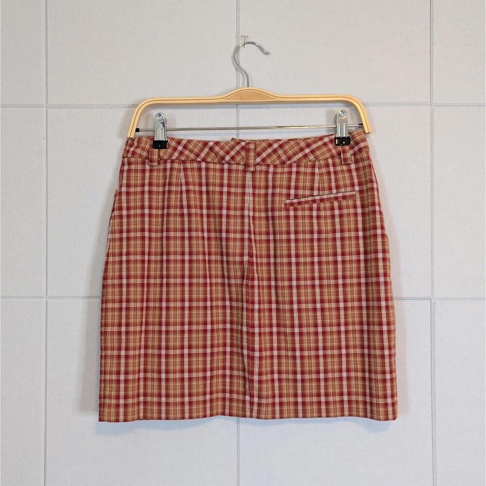 Vintage 90s GAP stretch cotton blend plaid mini skirt - Picture 6 of 7